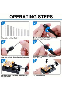 Generic 62pcs Hand Drill Tool Set, Jewelry Drill Resin Drill Mini Drill Hand Drill, For Jewelry Making Pin Vise Hand Drill Hand Drill For Resin Micro Drill Bit Mini Drill Set  - Image 4