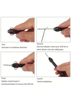 Generic 62pcs Hand Drill Tool Set, Jewelry Drill Resin Drill Mini Drill Hand Drill, For Jewelry Making Pin Vise Hand Drill Hand Drill For Resin Micro Drill Bit Mini Drill Set  - Image 5
