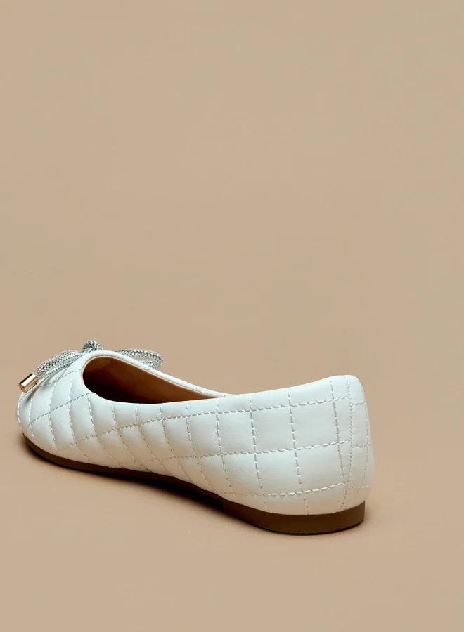 MISSY Girls Bow Accent Slip-On Ballerina Shoes