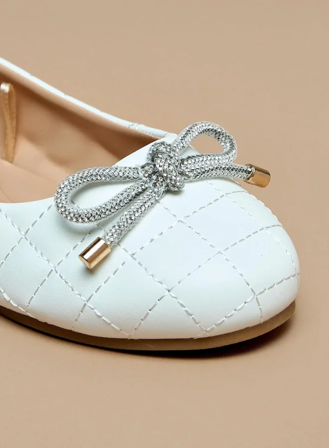MISSY Girls Bow Accent Slip-On Ballerina Shoes