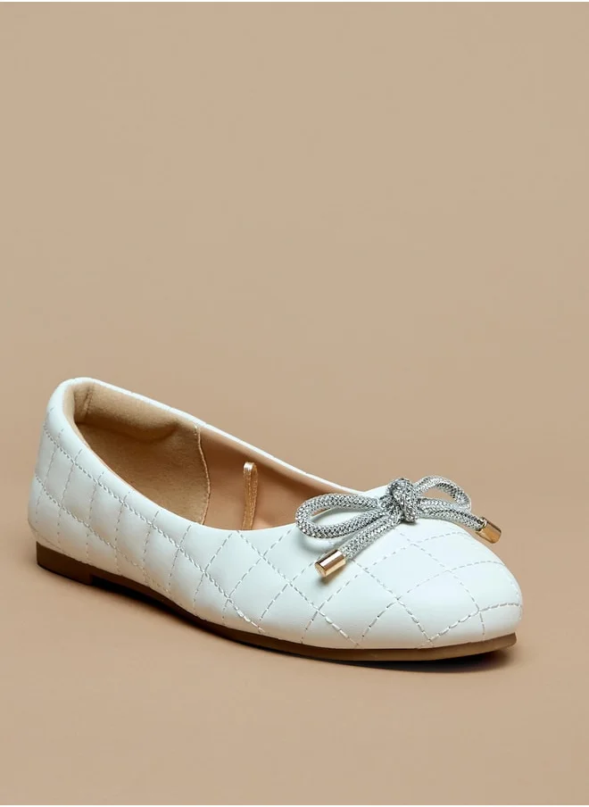 ميسي Girls Bow Accent Slip-On Ballerina Shoes