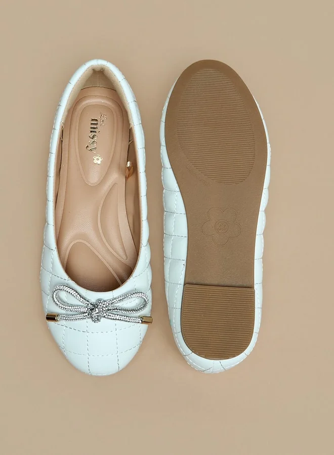 MISSY Girls Bow Accent Slip-On Ballerina Shoes