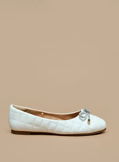 MISSY Girls Bow Accent Slip-On Ballerina Shoes