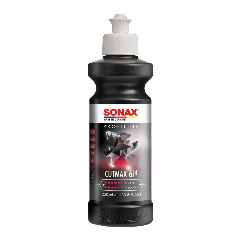 SONAX CutMax مركب 246141 | ملمع تصحيح الطلاء عالي الاحتكاك لعلامات صنفرة P1500 | خالي من السيليكون، خالي من الغبار، وعديم الرائحة | دورة تلميع طويلة للطلاء المتآكل بشدة | 250 مل - Image 1