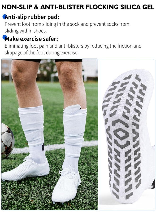 CLOSEMATE Mens Soccer Grip Socks Anti Slip Silicone Pads Cushioned Breathable for Football Training 3 Pairs (3White,Size L) - Image 5