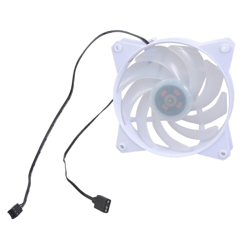 مروحة LED بيضاء عالية السطوع 120 ملم مع فتحتين مزدوجتين 800-1800 دورة في الدقيقة لتبريد الكمبيوتر الهادئ - Image 1