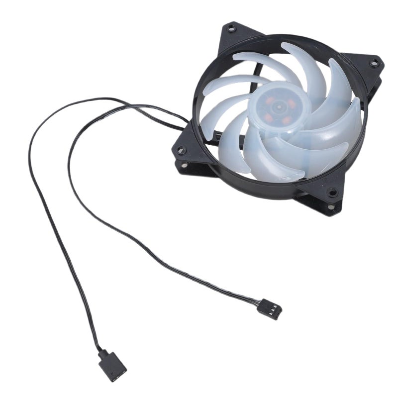 مروحة LED بيضاء عالية السطوع 120 ملم مع فتحتين مزدوجتين 800-1800 دورة في الدقيقة لتبريد الكمبيوتر الهادئ - Image 5