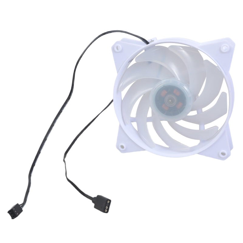 مروحة LED بيضاء عالية السطوع 120 ملم مع فتحتين مزدوجتين 800-1800 دورة في الدقيقة لتبريد الكمبيوتر الهادئ - Image 2
