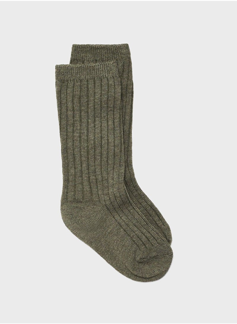 MANGO - Kids Ribbed Crew Socks - Image 1