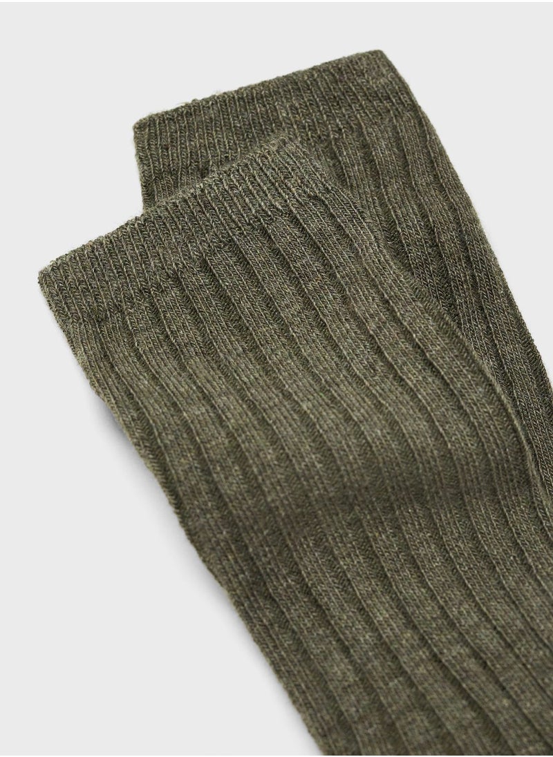 MANGO - Kids Ribbed Crew Socks - Image 1