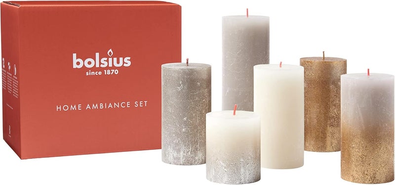 BOLSIUS Rustic Candle Gift Set - New Sparkle - Box of 6 Candles - Long Burning Time - Household Candle - Interior Decoration - Unscented - Smokeless - includes Natural Vegan Wax - No Palm Oil - Image 3
