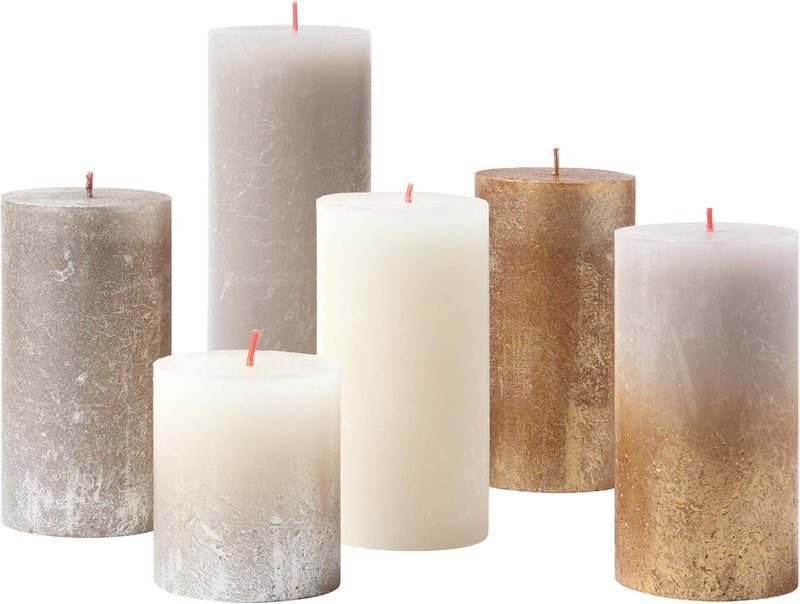 BOLSIUS Rustic Candle Gift Set - New Sparkle - Box of 6 Candles - Long Burning Time - Household Candle - Interior Decoration - Unscented - Smokeless - includes Natural Vegan Wax - No Palm Oil - Image 1