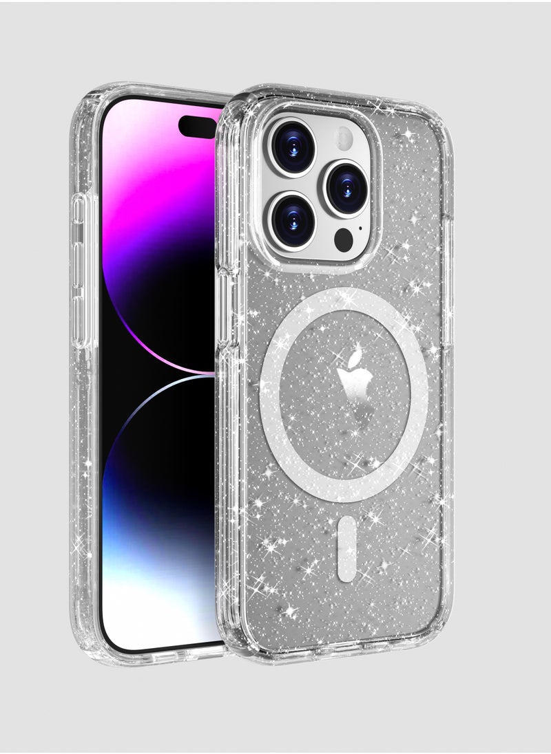 TEAM LUXURY iPhone 15 PRO MAX Case Pink Glitter for Girls [8ft Drop Tested] Compatible with MagSafe - Protective Glittery Sparkly Bling Cases  - Image 1