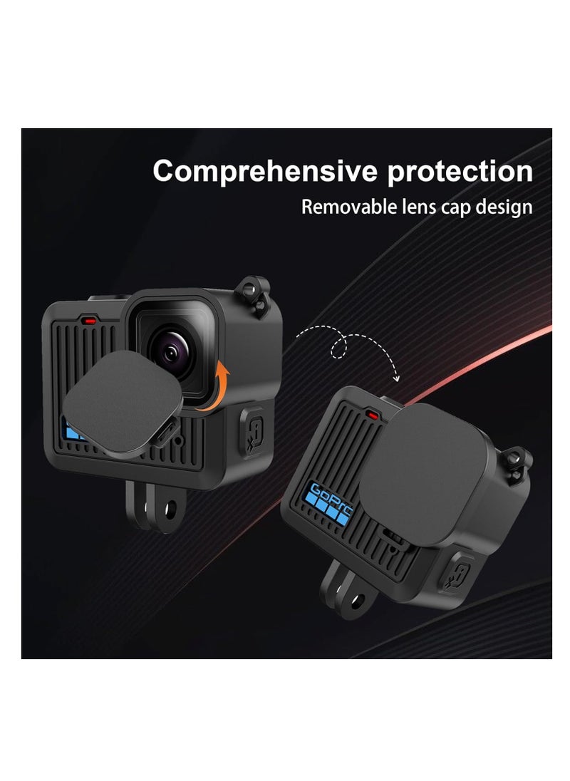 Generic For GoPro Hero 2024 Accessory Suit Silicone Case + Screen Protector + Side Cover, Dustproof, Drop-proof, HD - Black  - Image 5
