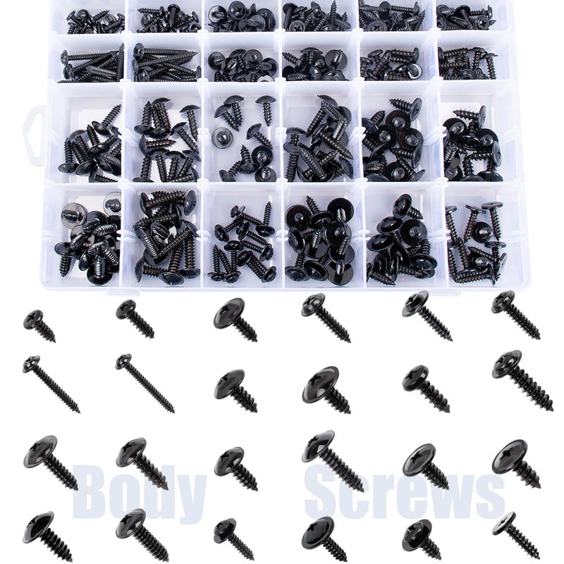 OAUTOO 270pcs Automotive Body Screw Phillips Head Self Tapping Screw Washer Head Screws Assortment Kit #8#10#12#14 - Image 1