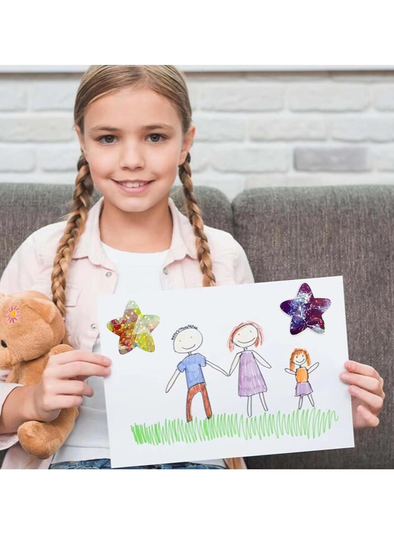 KASTWAVE ملصقات نجوم الفضاء 2 حزمة، ملصقات المعلم، ملصقات الفصول الدراسية، ملصقات مكافأة الأطفال الملونة على شكل خماسي، ملصقات لفة، ملصقات تحفيز لتدريب الأطفال على استخدام المرحاض، ملصقات نجوم لامعة، للمدرسة والفصول الدراسية - Image 2