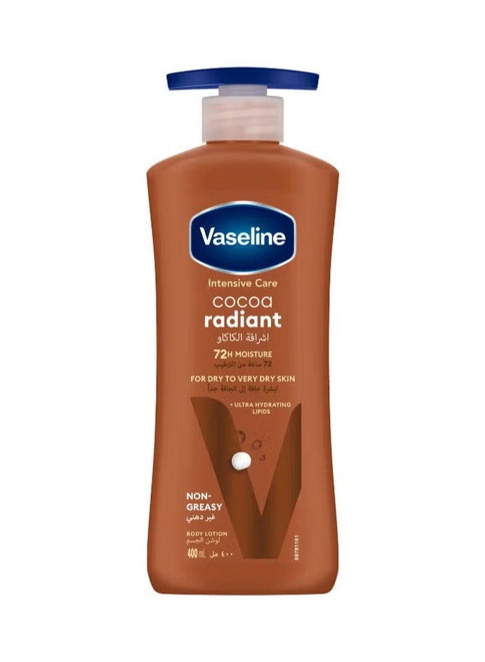 Vaseline Cocoa Radiant Body Lotion 72H Moisture for Very Dry Skin Non-Greasy Formula 400ml