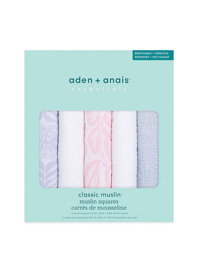 aden + anais - Essentials Muslin Squares - Pack of 5 - Damsel - Image 1