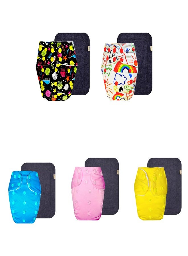 Dumbledo Premium Cloth Diaper with Gray Insert (Pack of 5) | Dry Feel and Comfortable | Leakproof | Easy to Clean | Trusted by Moms | 3 Months - 3 Years | Unisex Baby - Image 1