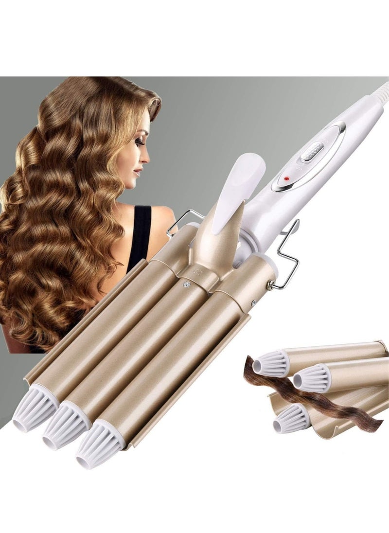 ELTRAZONE Three Barrel Curling Iron Wand Hair culer hair wave hair iron Ceramic Tourmaline Triple Barrels, Dual Voltage Crimp  - Image 1