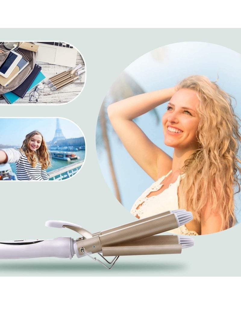 ELTRAZONE Three Barrel Curling Iron Wand Hair culer hair wave hair iron Ceramic Tourmaline Triple Barrels, Dual Voltage Crimp  - Image 5