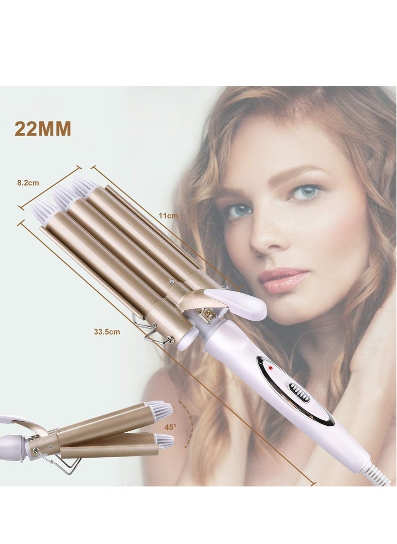 ELTRAZONE Three Barrel Curling Iron Wand Hair culer hair wave hair iron Ceramic Tourmaline Triple Barrels, Dual Voltage Crimp  - Image 3