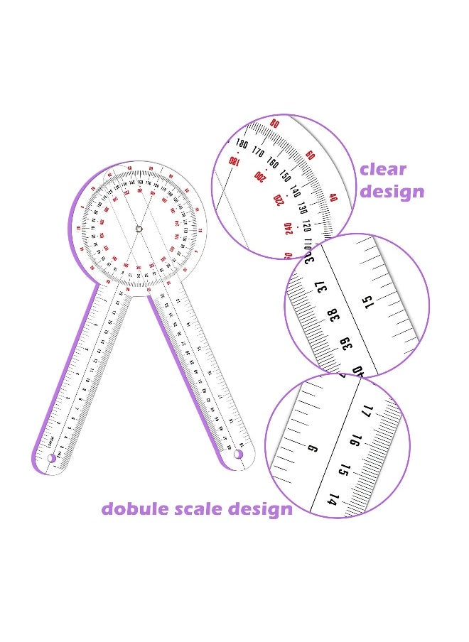 Generic Transparent Goniometer, 12 Inch Orthopedic Angle Ruler Plastic Goniometer 360 Degree for Body Measuring Tape Goniometer Protractor Ruler  - Image 5
