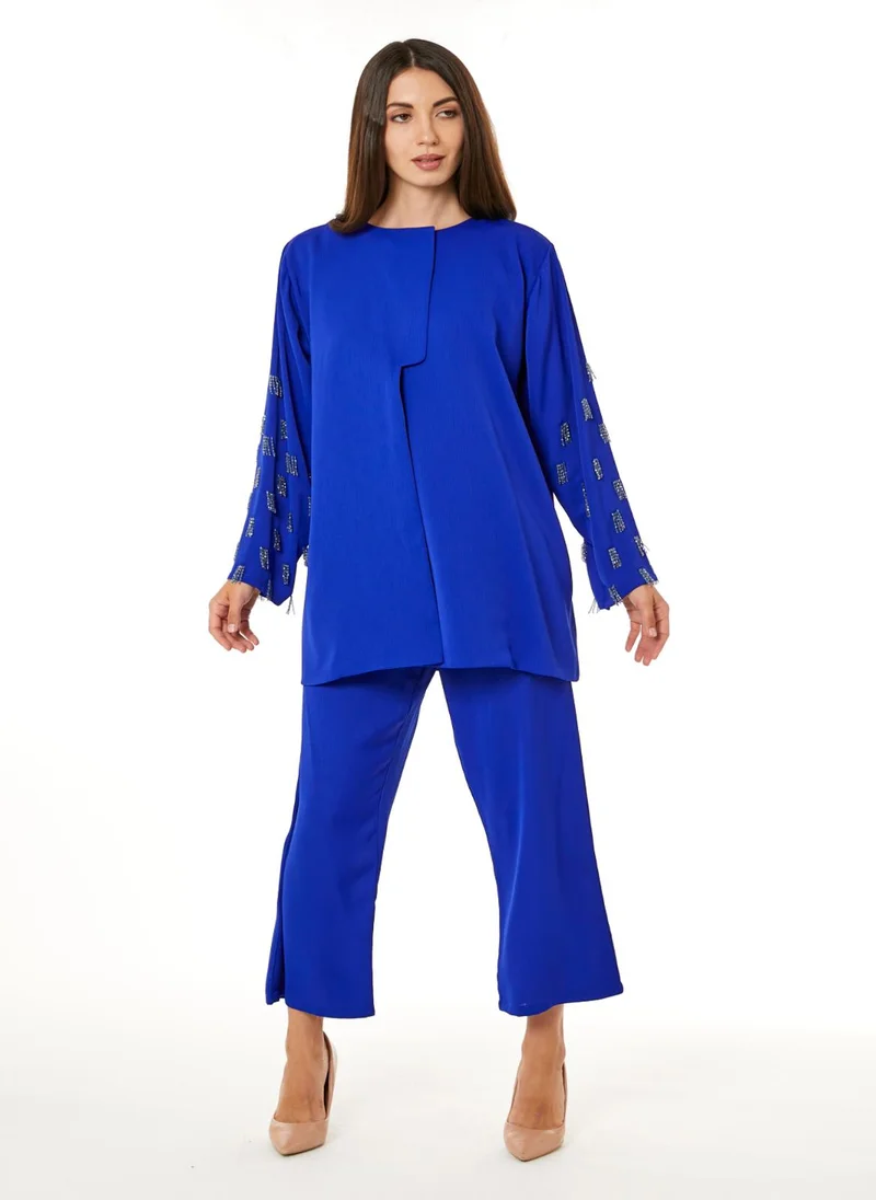 Moistreet Royal Blue Zoom Top and Pants Set