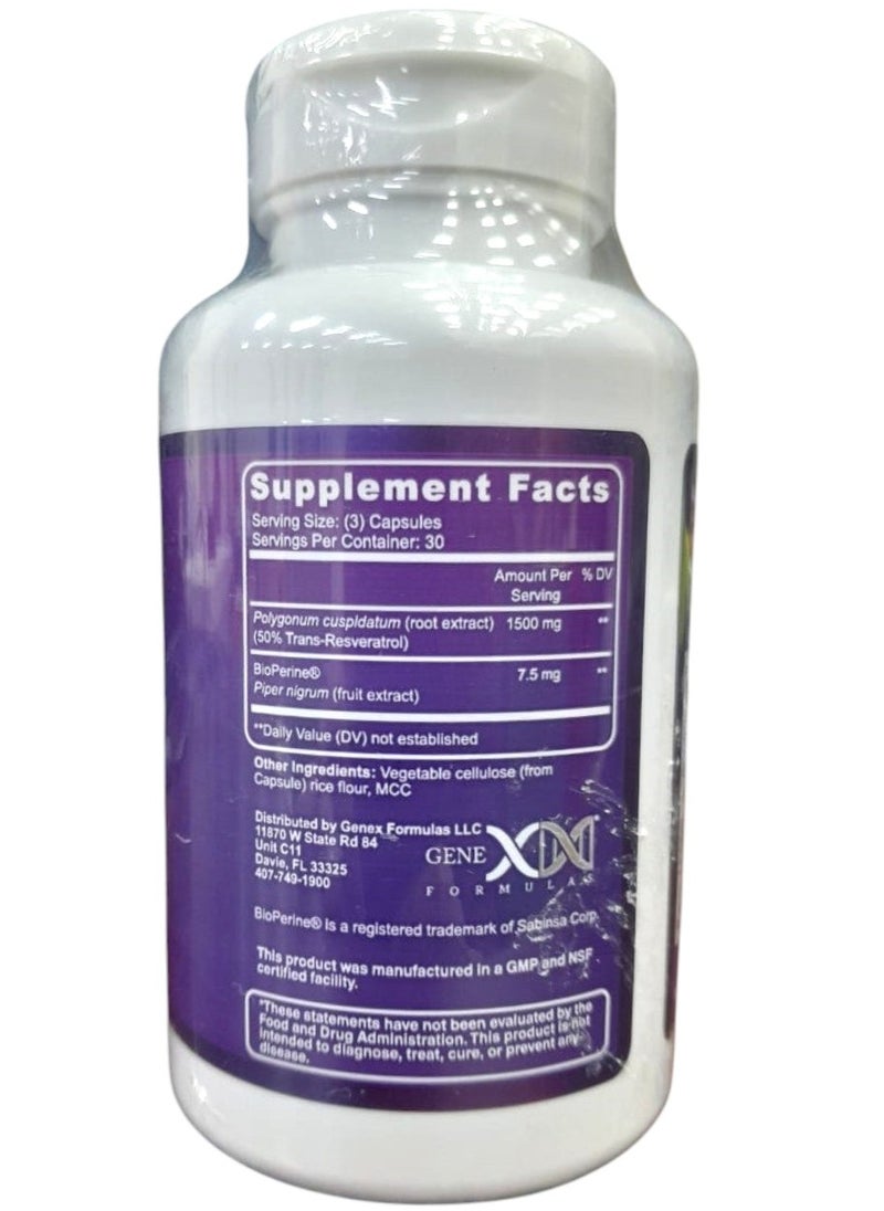 Genex Formulas - Resveratrol Ultra Strength 1500mg - 90 Capsules - Image 1