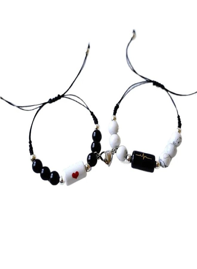 Thrillz Matching Bracelet For Women Megnetic Heart Beads Couple Bracelet For Men Women Girls Frienship kada Jewellery - Image 1