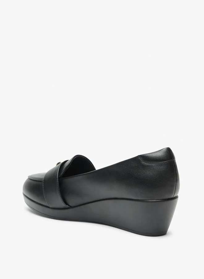 سيليست Women Metal Accented Slip On Loafers with Wedge Heels