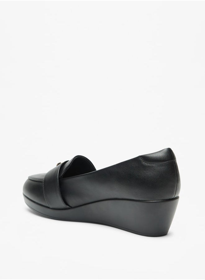 Celeste - Women Metal Accented Slip On Loafers with Wedge Heels - Image 1