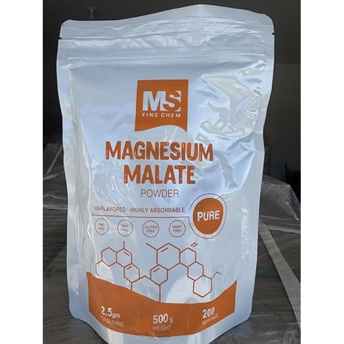 MS Finechem Magnesium Malate Powder – High Bioavailability Magnesium Supplement, Unflavored & Gluten Free, Supports Energy & Muscle Function, 500 g (1.1 lb) - Image 2