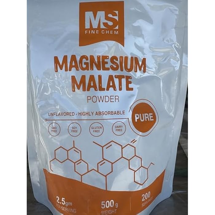 MS Finechem Magnesium Malate Powder – High Bioavailability Magnesium Supplement, Unflavored & Gluten Free, Supports Energy & Muscle Function, 500 g (1.1 lb) - Image 3