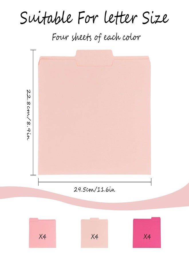Bazyrock 12Pcs Pink File Folders Letter Size Colored Manilla File Folders with 1/3-cut Tabs Decorative File Pockets for Office School Business Home Organizer(12, Pink Series) - Image 2