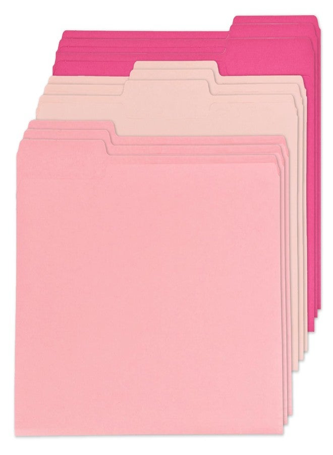 Bazyrock 12Pcs Pink File Folders Letter Size Colored Manilla File Folders with 1/3-cut Tabs Decorative File Pockets for Office School Business Home Organizer(12, Pink Series) - Image 1