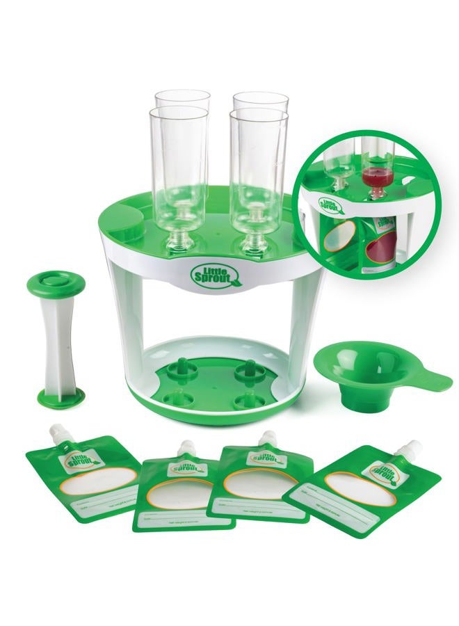 Sprout Cups Baby Food Maker for Infants & Toddlers (11 Piece Set)- 4 6oz Food Squeeze Purees at Once w/Fill Station, Pouches, Funnel, Tubes & Plunger- Dishwasher Safe & BPA Free for Semi-Solid Food, Gift  - Image 1