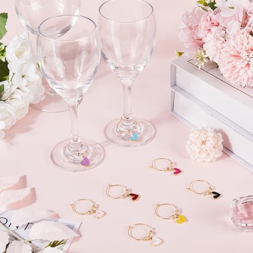 SUNNYCLUE 1 Box 8Pcs Valentines Day Heart Love Wine Glass Charms Tags Markers Identifiers for Gathering Wedding Party Favor Drinks Decor Supplies - Image 4