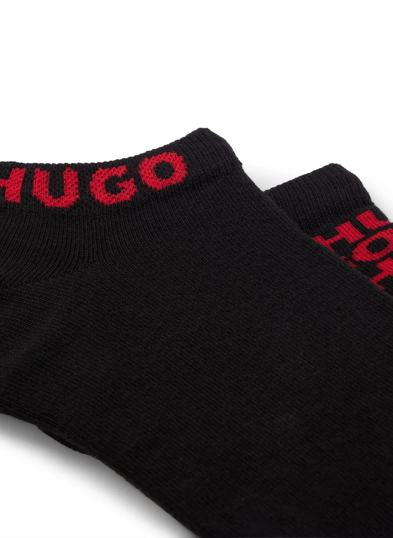 HUGO Two-pack of cotton-blend ankle socks with logos