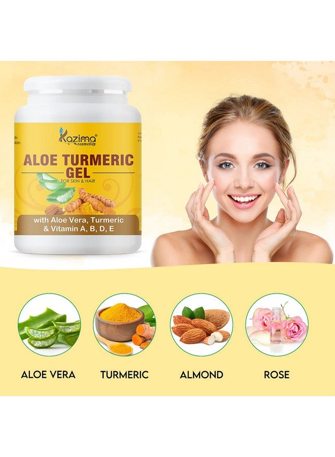 KAZIMA Aloe Turmeric Gel With Pure Aloe Vera, Turmeric & Vitamin A, B, D, E For Face, Skin & Hair - Moisturizing, Skin Lightening, Acne Scars, Wrinkles, Sunburn & Dark Circles (1Kg)  - Image 3