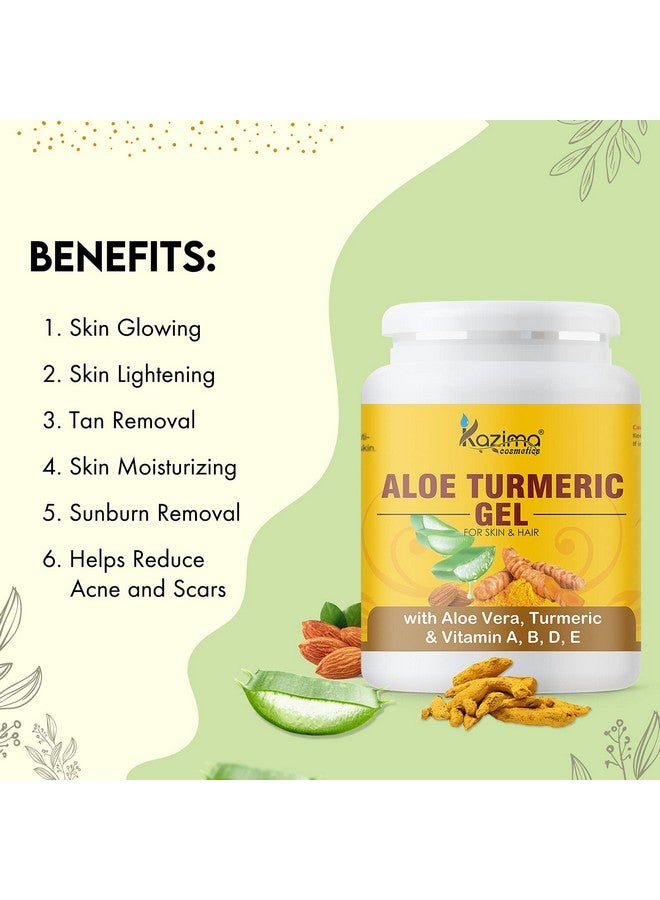 KAZIMA Aloe Turmeric Gel With Pure Aloe Vera, Turmeric & Vitamin A, B, D, E For Face, Skin & Hair - Moisturizing, Skin Lightening, Acne Scars, Wrinkles, Sunburn & Dark Circles (1Kg)  - Image 4