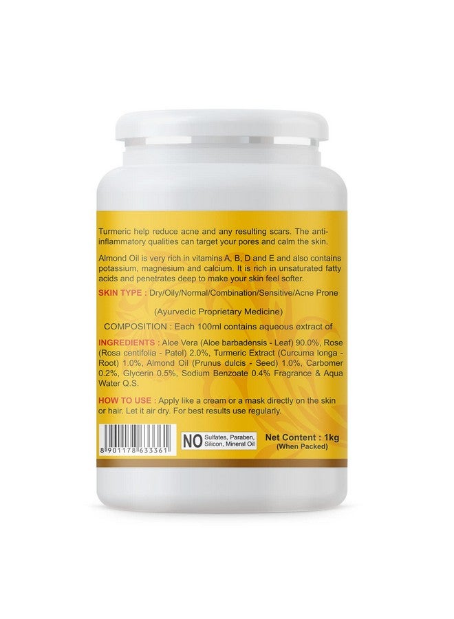 KAZIMA Aloe Turmeric Gel With Pure Aloe Vera, Turmeric & Vitamin A, B, D, E For Face, Skin & Hair - Moisturizing, Skin Lightening, Acne Scars, Wrinkles, Sunburn & Dark Circles (1Kg)  - Image 2
