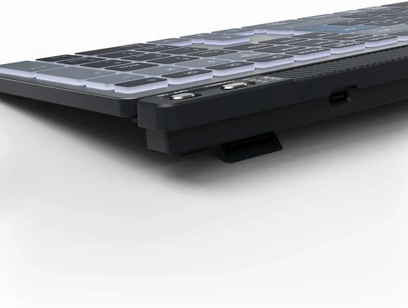 Hama WKM-750 Rechargeable Wireless Keyboard and Mouse Combo - LED Backlit Multi-Device Bluetooth Keyboard USB-C Fast Charging Multimedia Function Keys - Metal Scroll Wheel DPI Switch- Black - Image 3