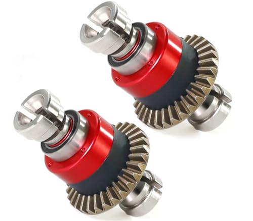 UURCSKY Steel Assembled Differential 30T 08Mod GROM for ARRMA 118 Granite Typhon 114 Mojave GROMReplacement ARA311177ARA311177V2 2 pcsSet Silver Red - Image 1