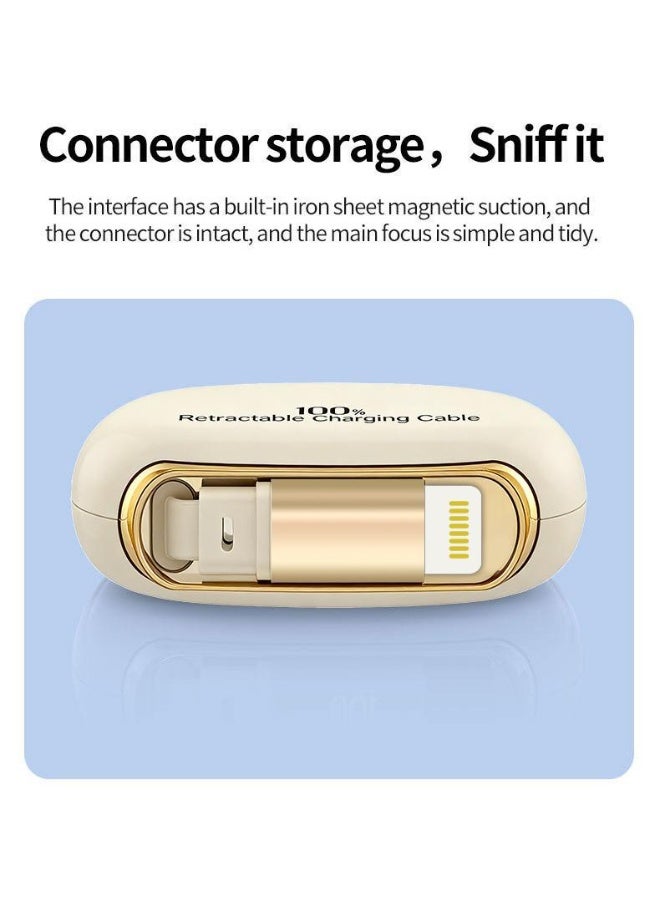 Rofee 506 C 100W 1 Meter Type C to Lightning Cable,Retractable Portable Type C Fast Charging Cord Compatible with iPhone and Samsung Galaxy Series (Beige) - Image 4