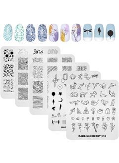 KADS KADS 5pcs Nail Stamp Plates Set Nails Art Stamping Plate Unique Irregular Geometry Pattern Nail Plate Template Image Plate 