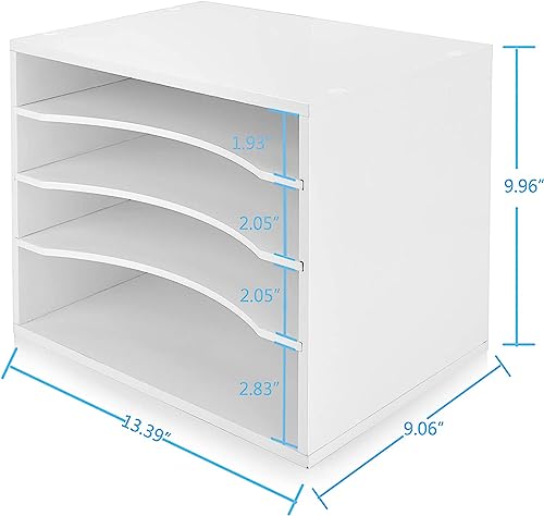 EMERIT Paper Organzier Wood Desktop Organizer Storage Letter Tray File Sorter with Adjustable Shelves for Home Office - Image 4