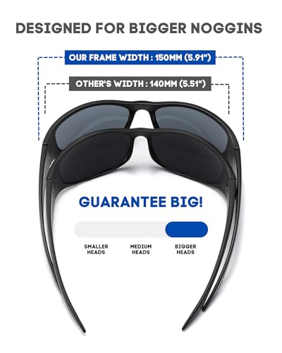 PRIVEL XXL Size Extra Large 150MM Wrap Around Sport Polarized Sunglasses for Big Wide Heads Men TR90 Running Cycling Glasses (PMX011P-1) - Image 2