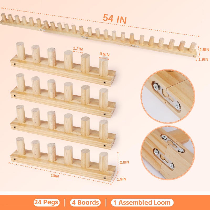 Reessy 54â€ Wooden Loom for Chunky Blanket â€“ Chunky Knitting Blanket Loom & Afghan Loom Kit â€“ 4-in-1 Solid Wood Chunky Yarn Loom for DIY Blanket, Throws & Big Yarn Knitting Projects - Image 5