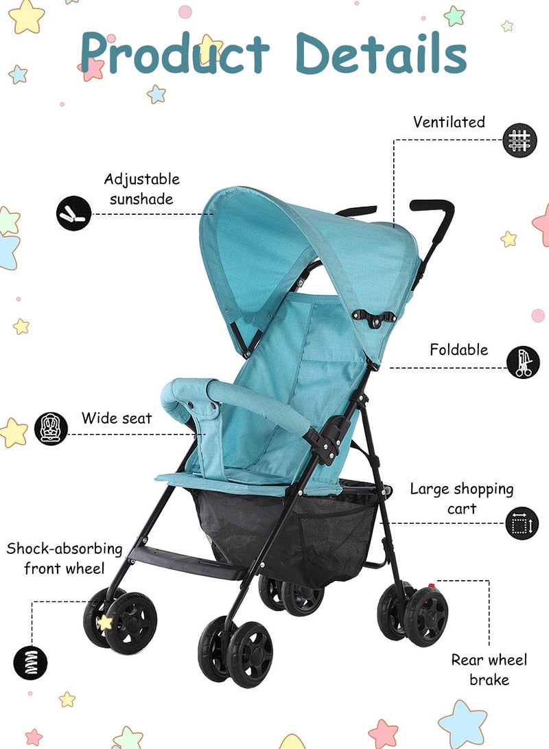 ما بيبي عربات أطفال صغار خفيفة الوزن، عربة سفر للأطفال الصغار سهلة الطي، عربة أطفال صغيرة مع مظلة - Image 3